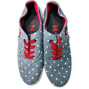 Disney  Women's Minnie Mouse
Tennis Shoes Gray Polka Dot.